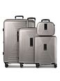 Redolz Essentials 14 sada kufrů na 4 kolečkách + kosmetický kufřík 4 ks se strečovým skládáním - coffee grey metallic Redolz Essentials 14 sada kufrů na 4 kolečkách + kosmetický kufřík 4 ks se strečovým skládáním