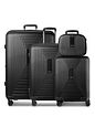Redolz Essentials 14 sada kufrů na 4 kolečkách + kosmetický kufřík 4 ks se strečovým skládáním - black metallic Redolz Essentials 14 sada kufrů na 4 kolečkách + kosmetický kufřík 4 ks se strečovým skládáním