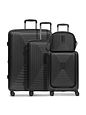 Redolz Essentials14 4-hjuls kuffertsæt Beautycase 4stk med udvidelsesfoldet laptoprum - black metallic Redolz Essentials14 4-hjuls kuffertsæt Beautycase 4stk med udvidelsesfoldet laptoprum