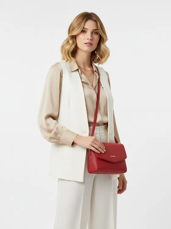 Lazarotti Kožená Crossbody taška Bologna, 22 cm Lazarotti Kožená Crossbody taška Bologna, 22 cm