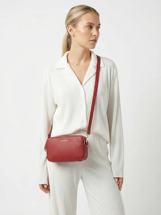 Lazarotti Crossbody taška z kůže Bologna Camera-Bag s dvojitým zipem, 18 cm Lazarotti Crossbody taška z kůže Bologna Camera-Bag s dvojitým zipem, 18 cm