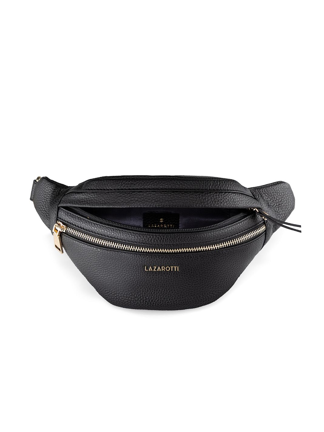 Lazarotti Marsupio in pelle di Bologna con doppia cerniera, 25 cm