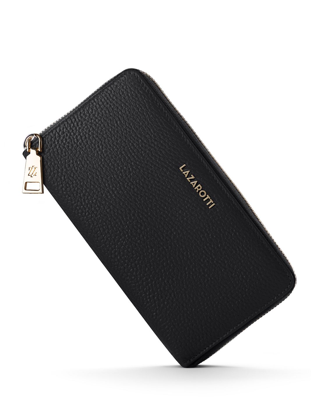Lazarotti Portafoglio Bologna in pelle XL con chiusura a zip perimetrale, 19 cm