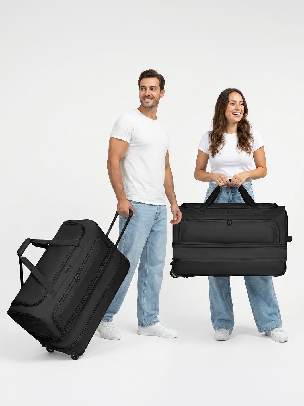 Redolz Set di 2 borse da viaggio Duffle Essentials a 2 ruote, taglie M+L, espandibile Redolz Set di 2 borse da viaggio Duffle Essentials a 2 ruote, taglie M+L, espandibile