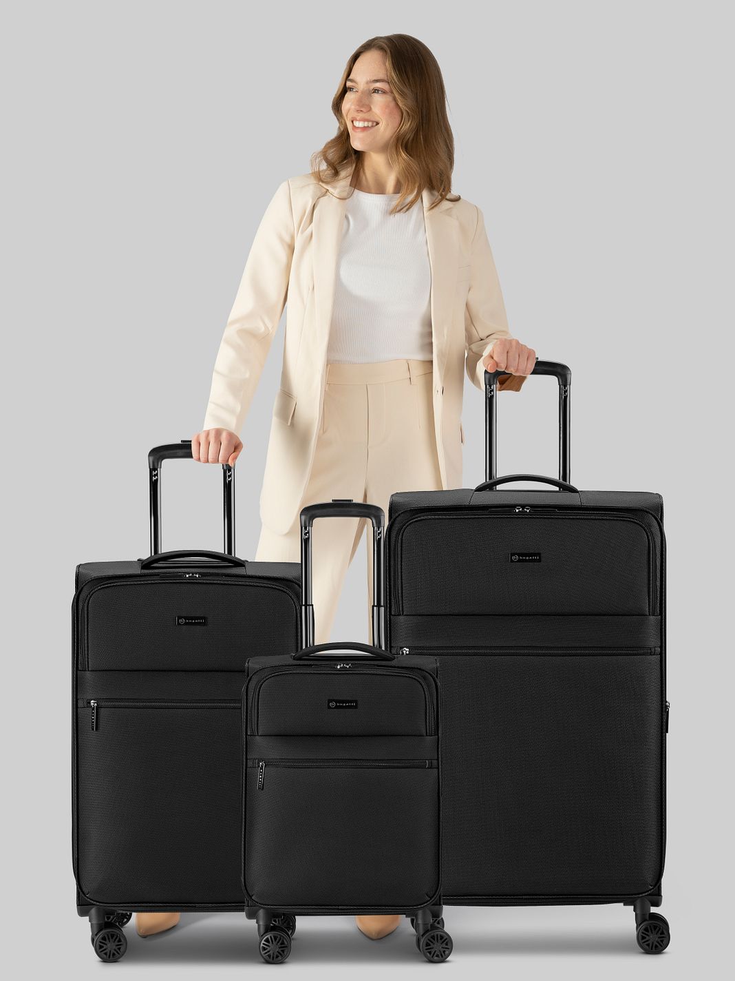 bugatti Valencia Soft 4 ruote Set di valigie 3 pezzi espandibile