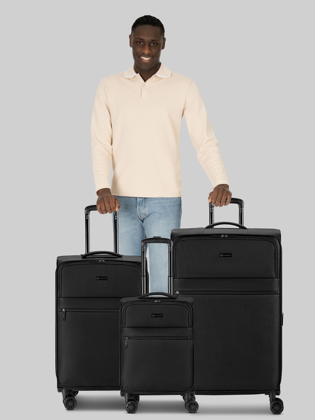 bugatti Valencia Soft 4 ruote Set di valigie 3 pezzi espandibile