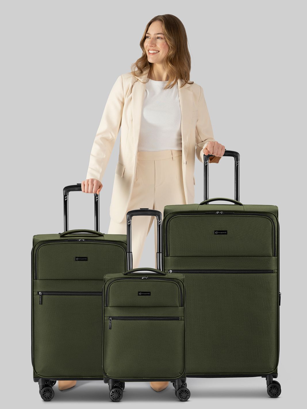 bugatti Valencia Soft 4 ruote Set di valigie 3 pezzi espandibile
