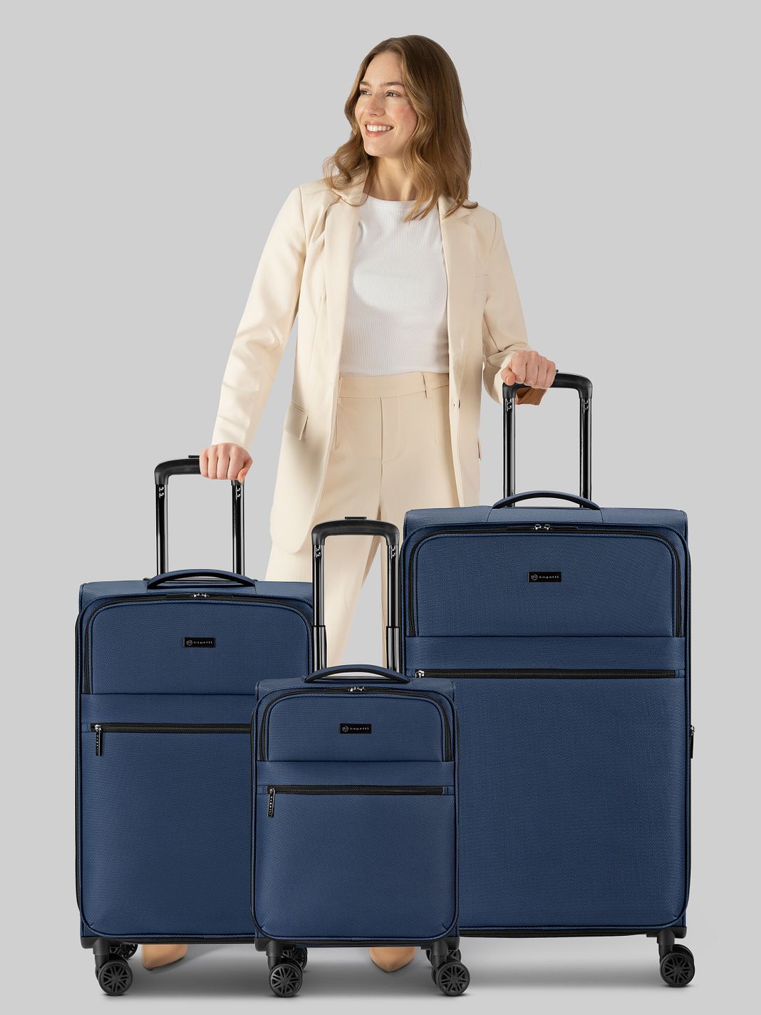 bugatti Valencia Soft 4 ruote Set di valigie 3 pezzi espandibile