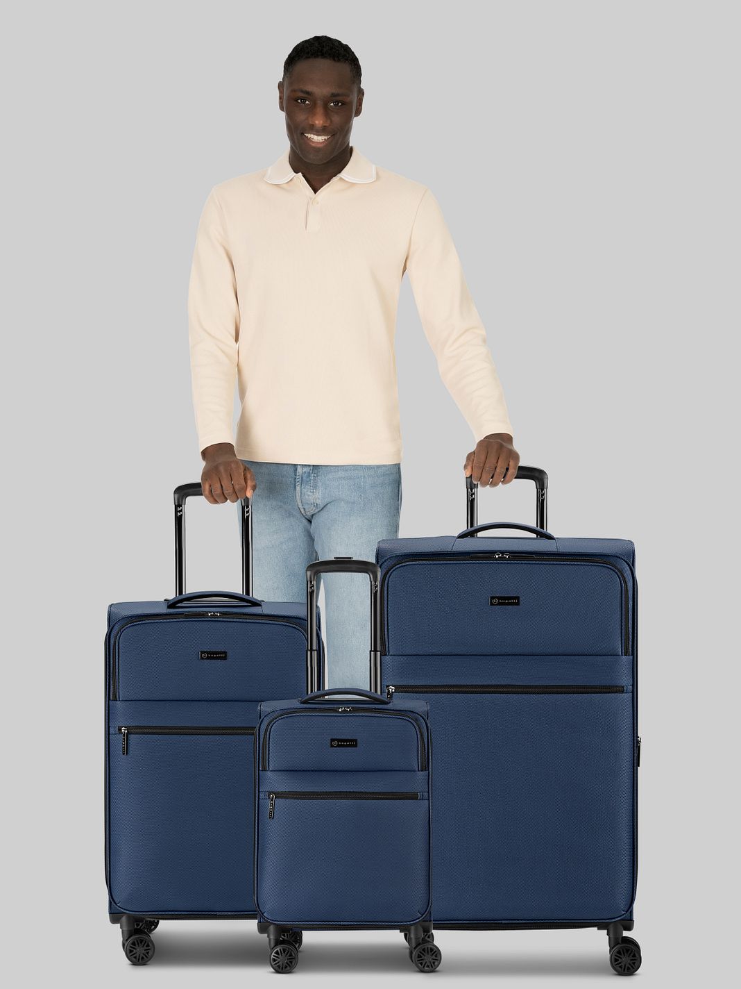 bugatti Valencia Soft 4 ruote Set di valigie 3 pezzi espandibile
