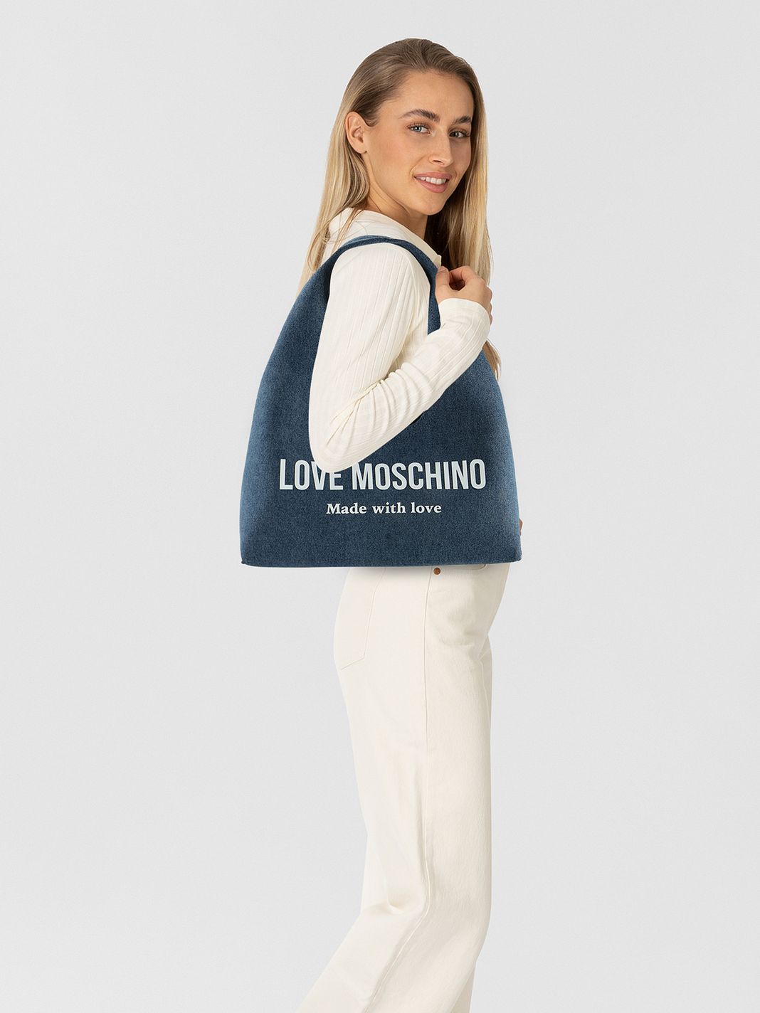 Love Moschino Denim Signature Love Borsa a spalla 34 cm