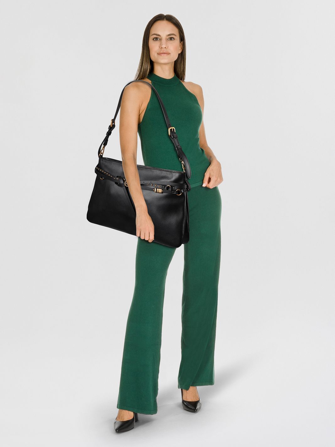 PINKO Belt Bag Big Borsa a spalla Vera Pelle 40 cm PINKO Belt Bag Big Borsa a spalla Vera Pelle 40 cm
