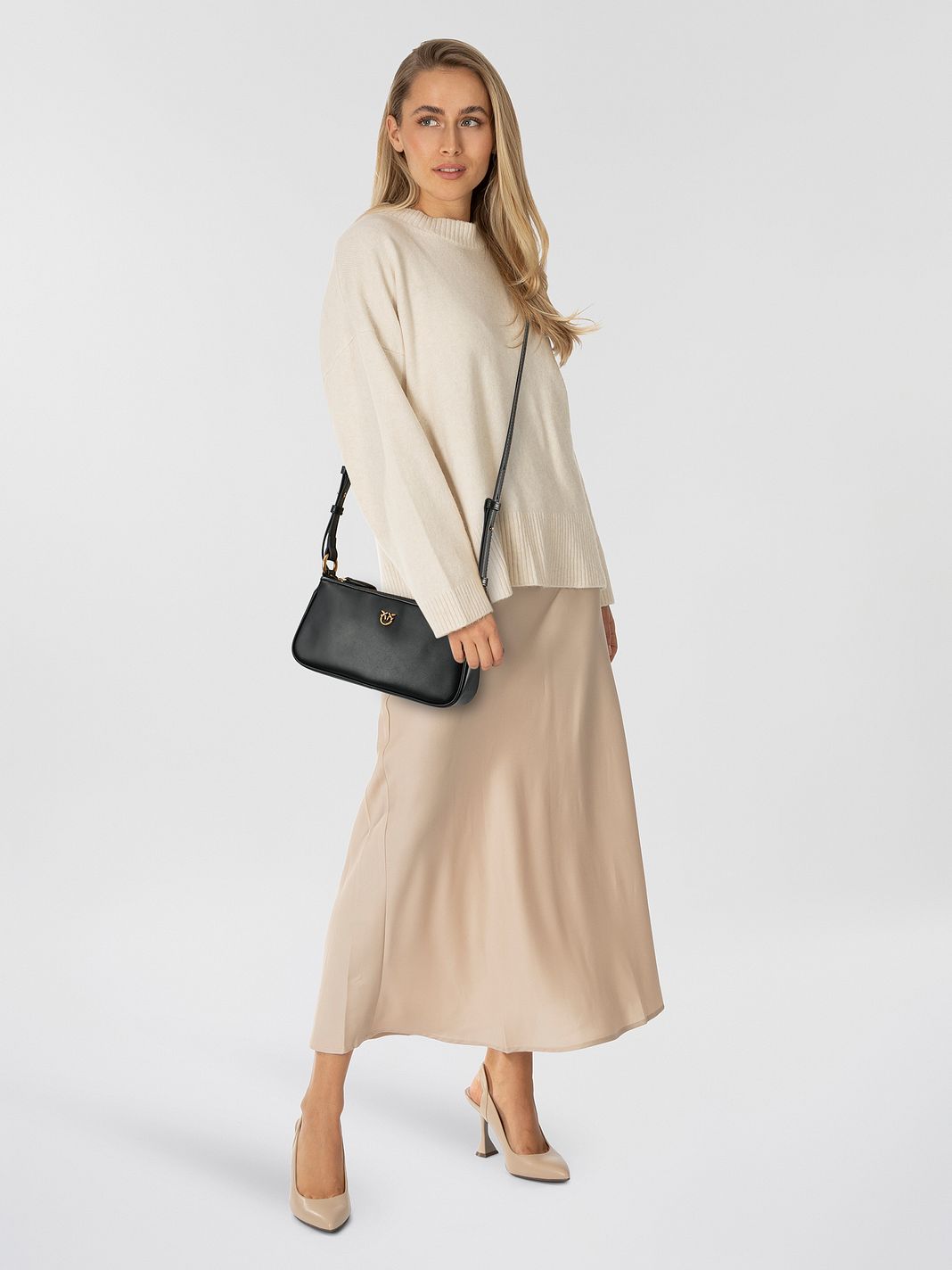 PINKO Half Moon Borsa a tracolla Vera Pelle 23 cm PINKO Half Moon Borsa a tracolla Vera Pelle 23 cm