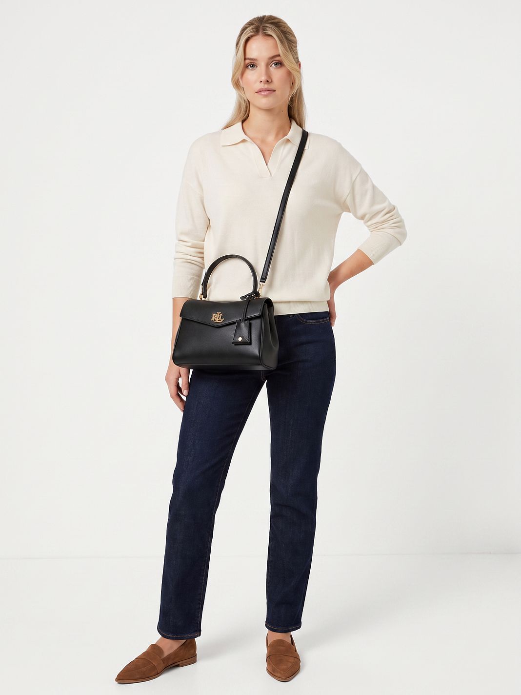 Lauren Ralph Lauren Farrah Borsa a spalla Vera Pelle 23 cm Lauren Ralph Lauren Farrah Borsa a spalla Vera Pelle 23 cm
