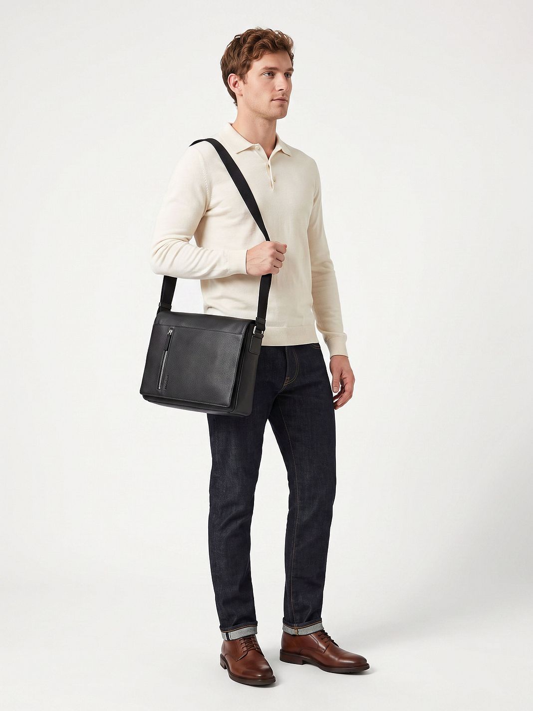 Strellson Kennington Mensajero Piel natural 38 cm Compartimento para el portátil
