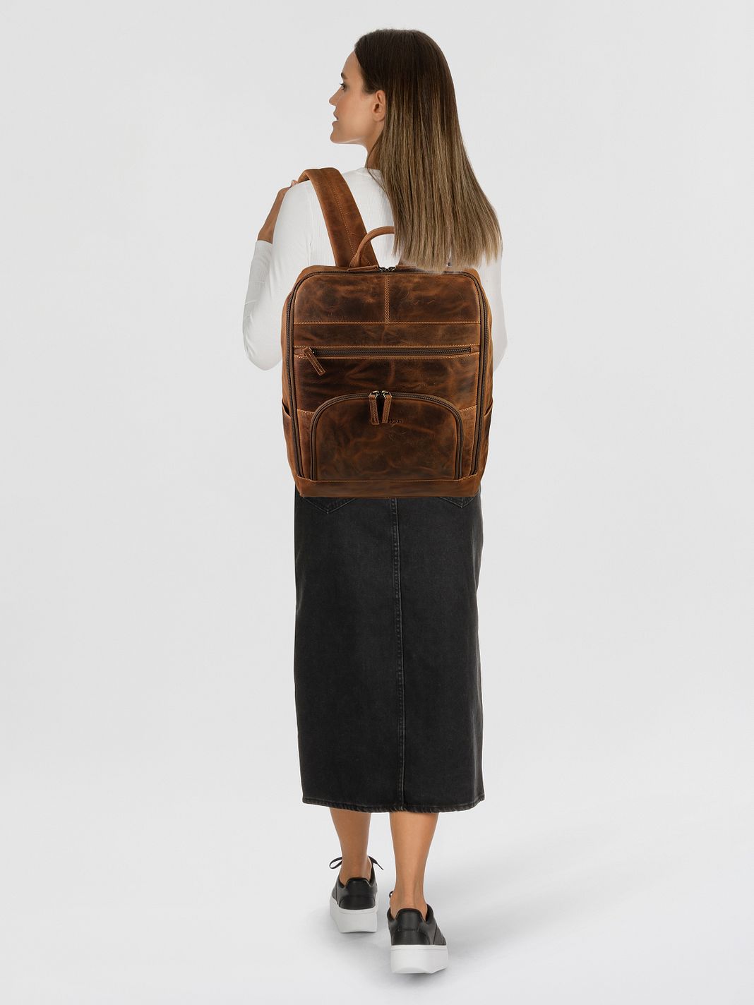 Greenburry Vintage Zaino da lavoro Vera Pelle 36.5 cm Vano porta PC