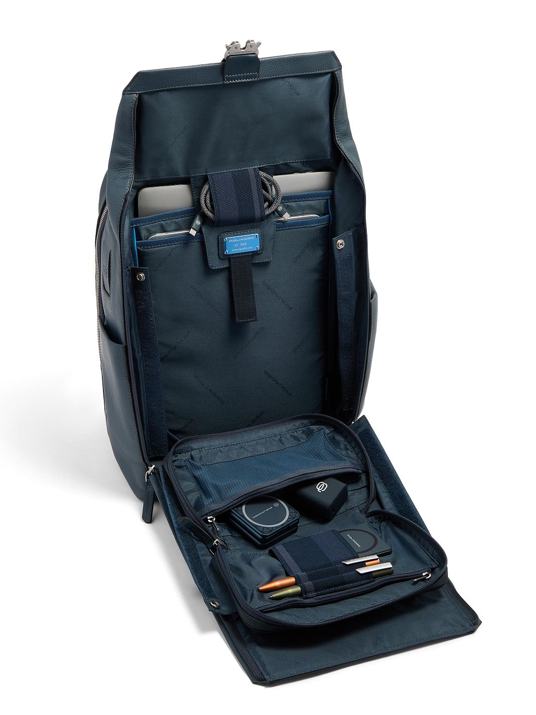 Piquadro Tebe Zaino da giorno Protezione RFID Vera Pelle 44 cm Vano porta PC