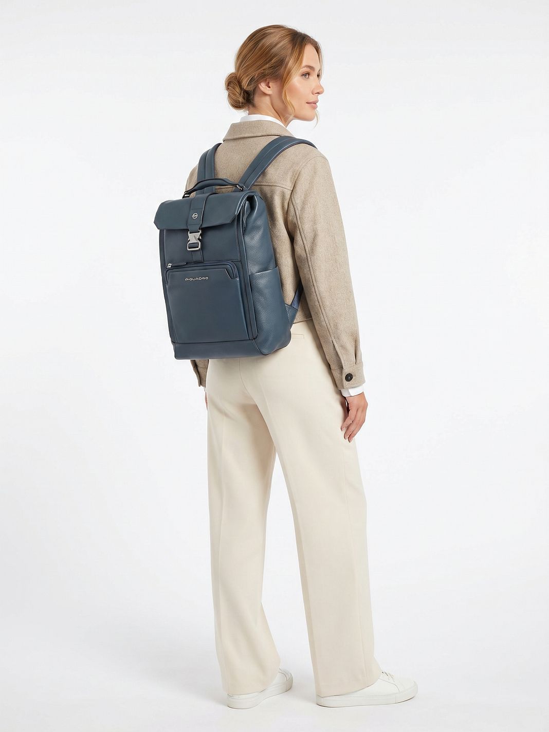 Piquadro Tebe Zaino da giorno Protezione RFID Vera Pelle 44 cm Vano porta PC