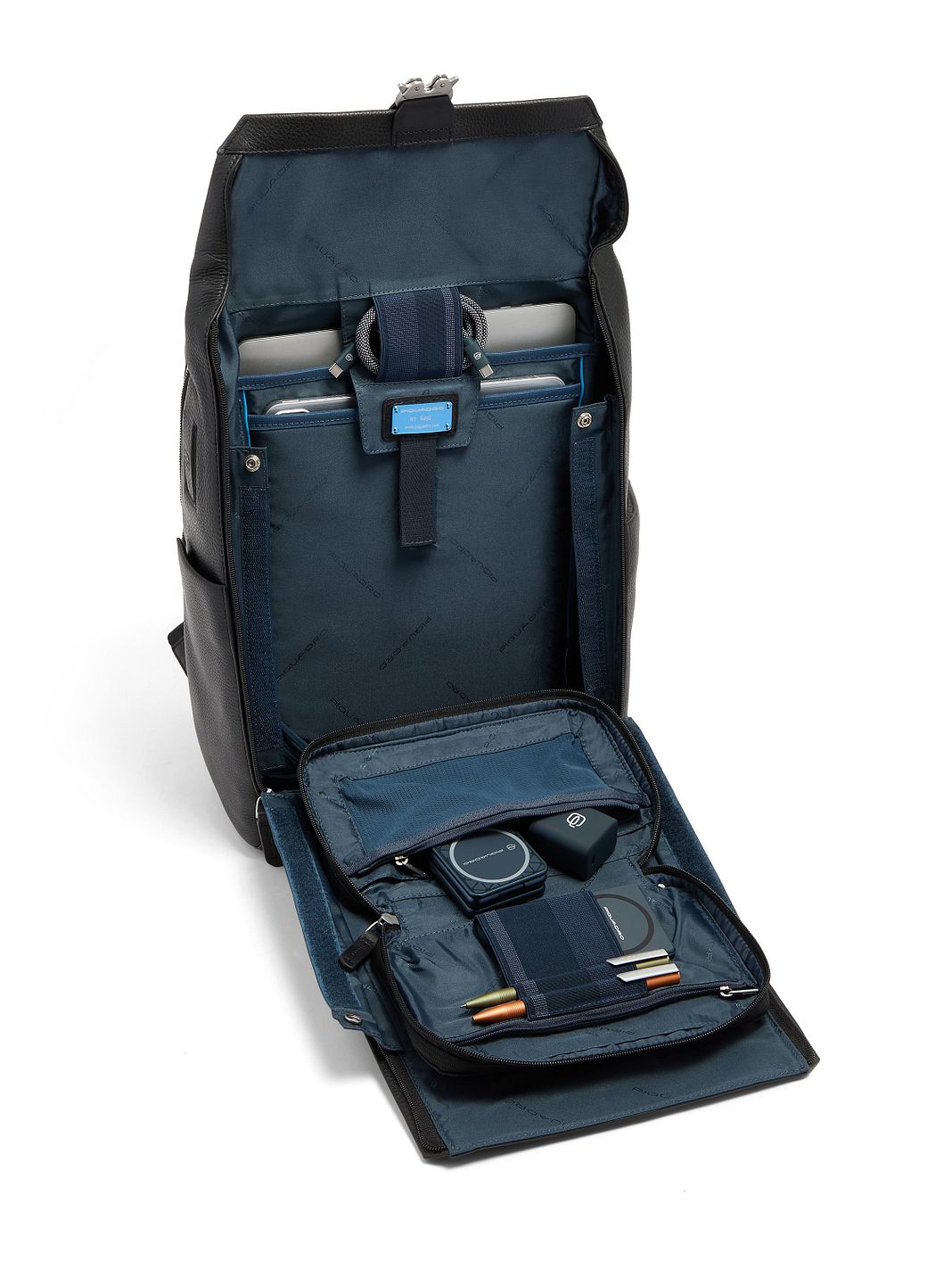 Piquadro Tebe Zaino da giorno Protezione RFID Vera Pelle 44 cm Vano porta PC