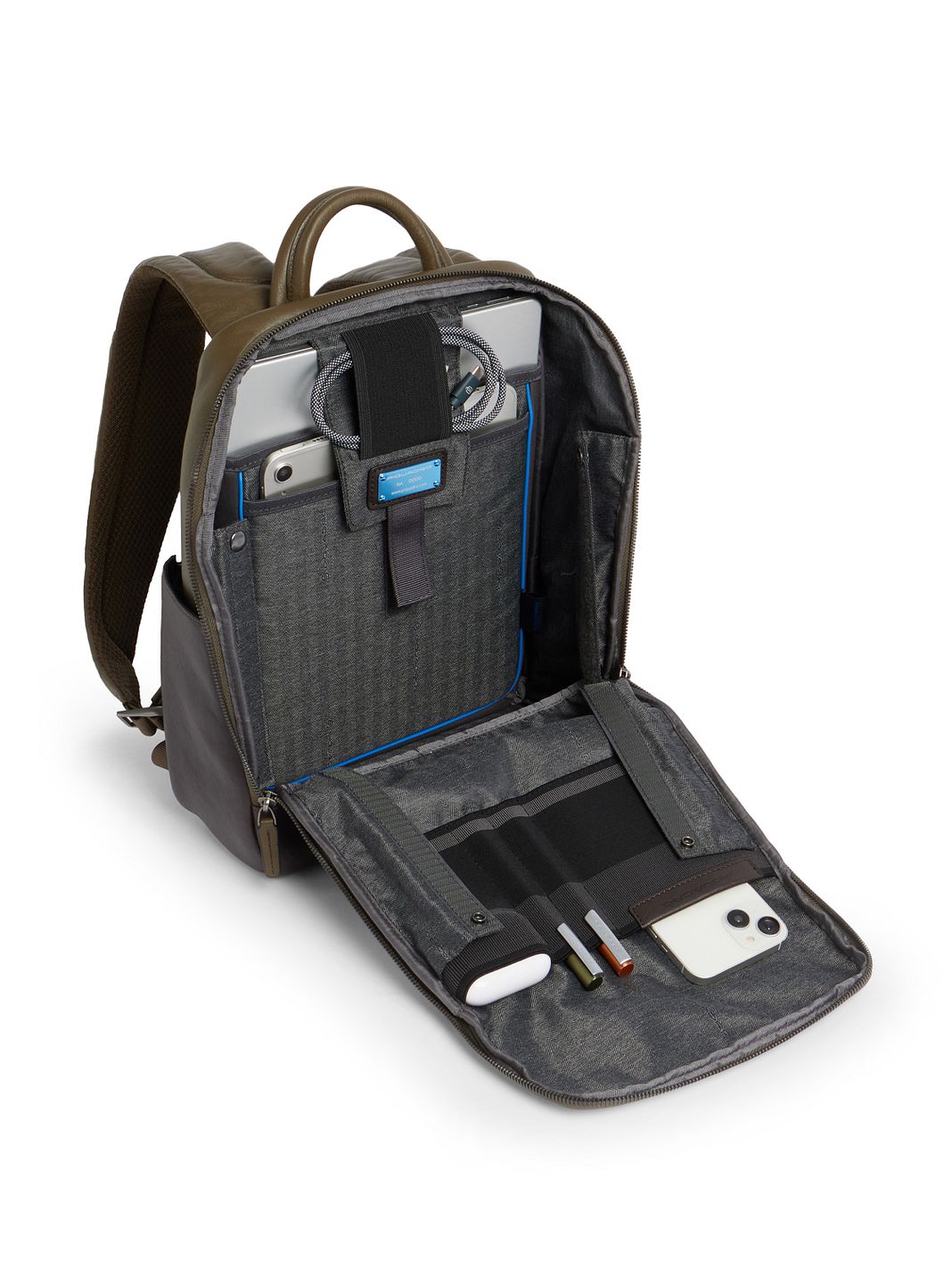 Piquadro Black Square Zaino da giorno Protezione RFID Vera Pelle 41.5 cm Vano porta PC