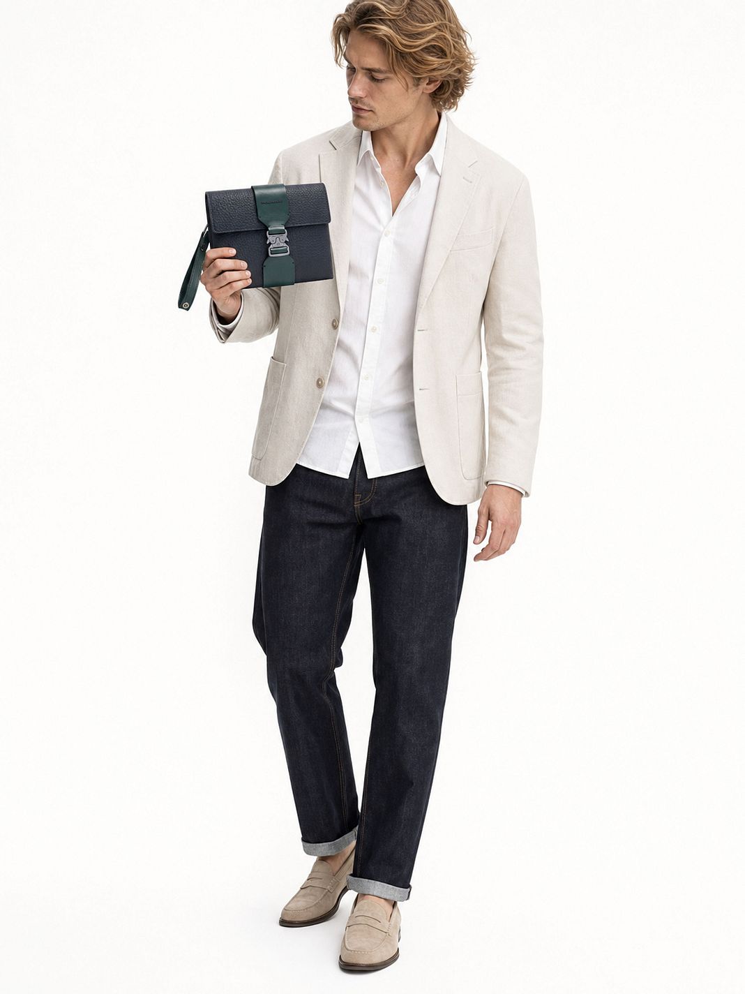 Piquadro Materia Bolso hombre Piel natural 22 cm Piquadro Materia Bolso hombre Piel natural 22 cm