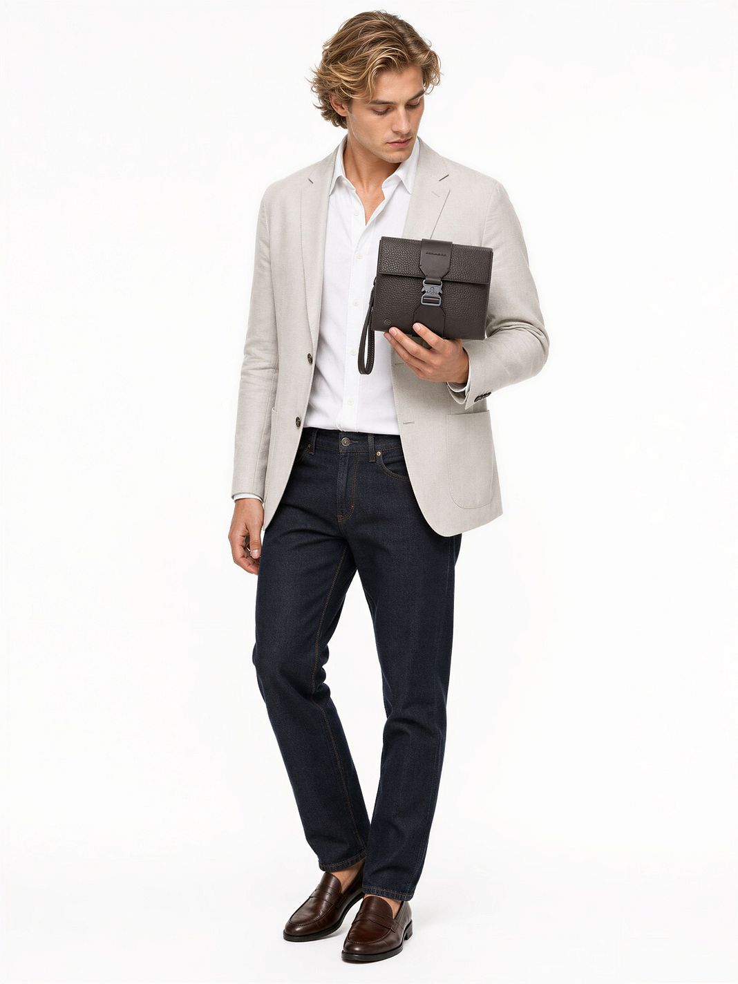 Piquadro Materia Bolso hombre Piel natural 22 cm Piquadro Materia Bolso hombre Piel natural 22 cm