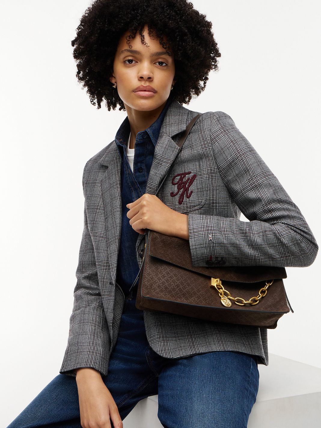 Tommy Hilfiger Crest Leather Borsa a spalla Vera Pelle 32 cm