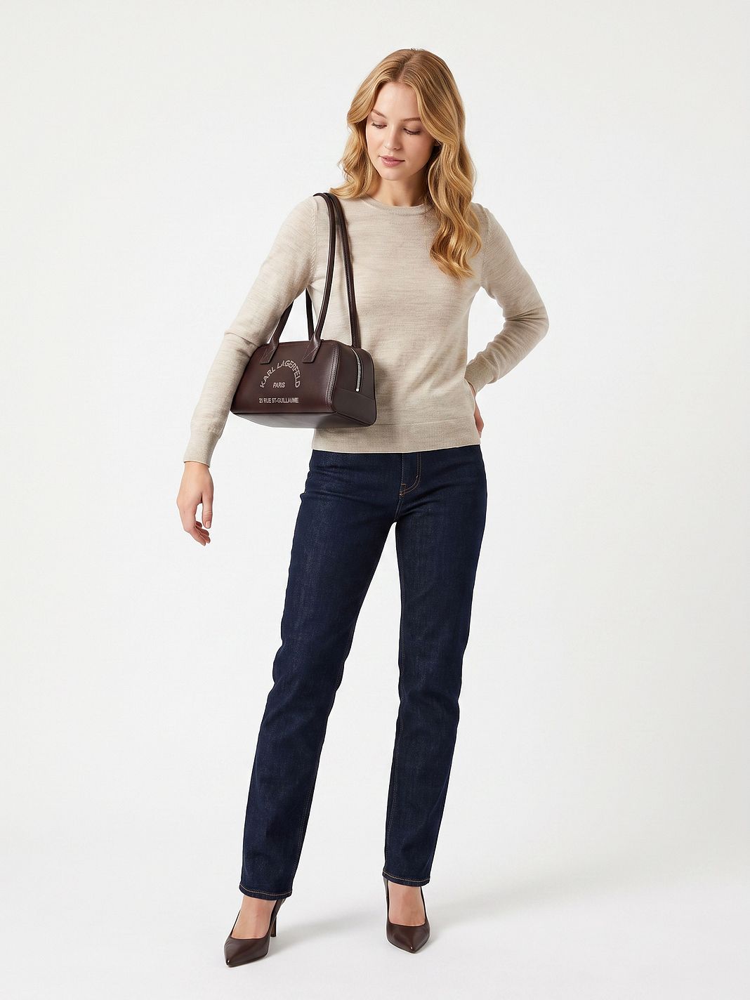 Karl Lagerfeld Daily Borsa a spalla Vera Pelle 34 cm Karl Lagerfeld Daily Borsa a spalla Vera Pelle 34 cm