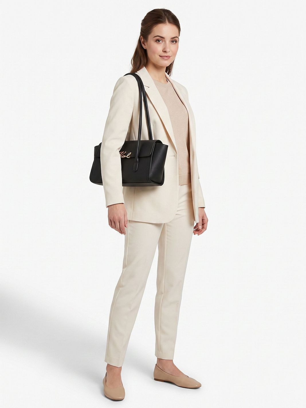 Karl Lagerfeld Signature Borsa a spalla Vera Pelle 37 cm Karl Lagerfeld Signature Borsa a spalla Vera Pelle 37 cm