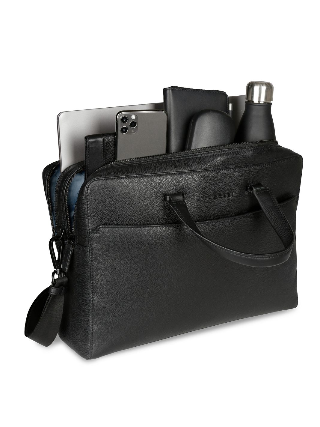 bugatti Black Valigetta Vera Pelle 38 cm Vano porta PC bugatti Black Valigetta Vera Pelle 38 cm Vano porta PC
