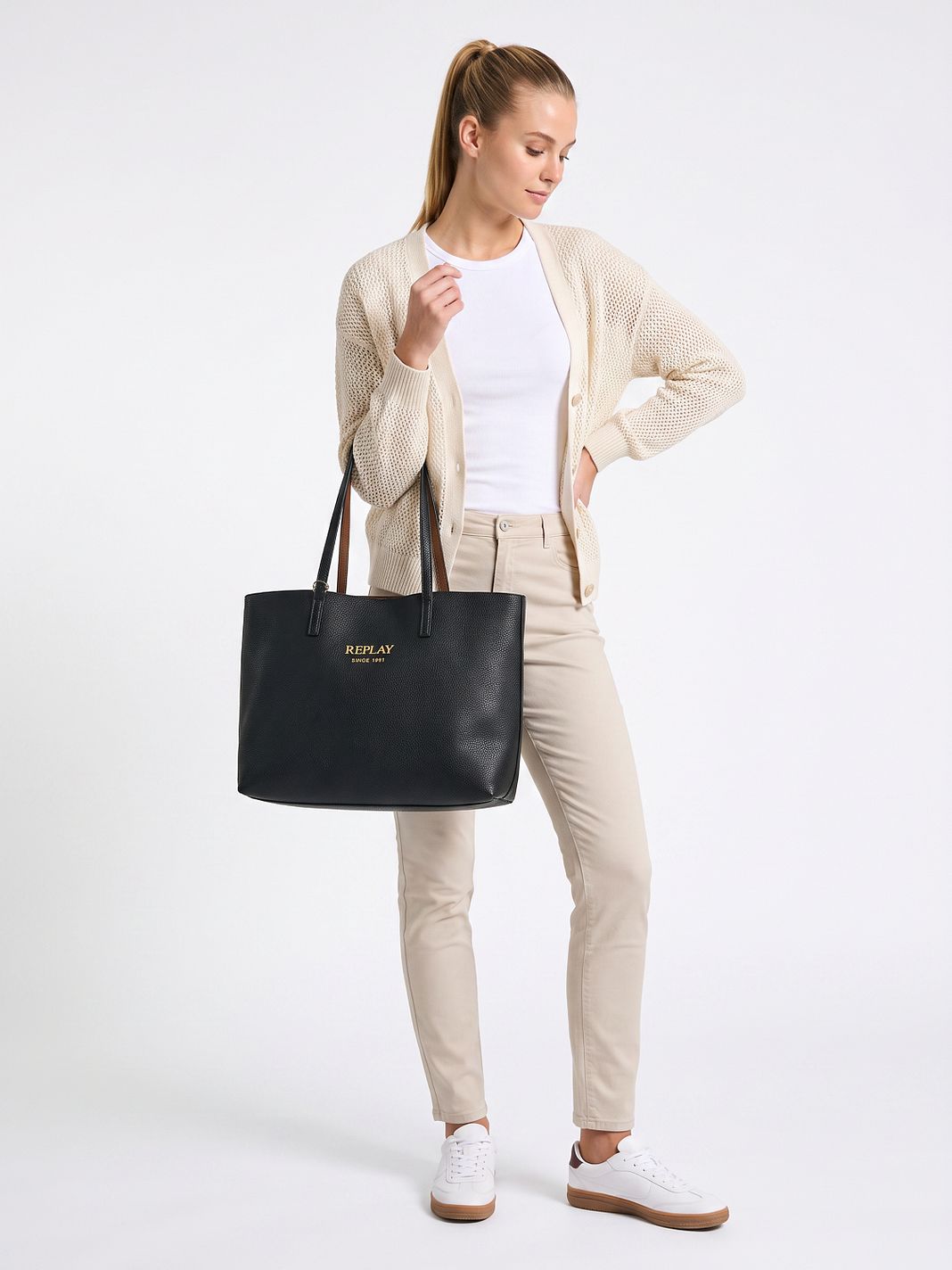 Replay Borsa shopper Vera Pelle 36 cm Replay Borsa shopper Vera Pelle 36 cm