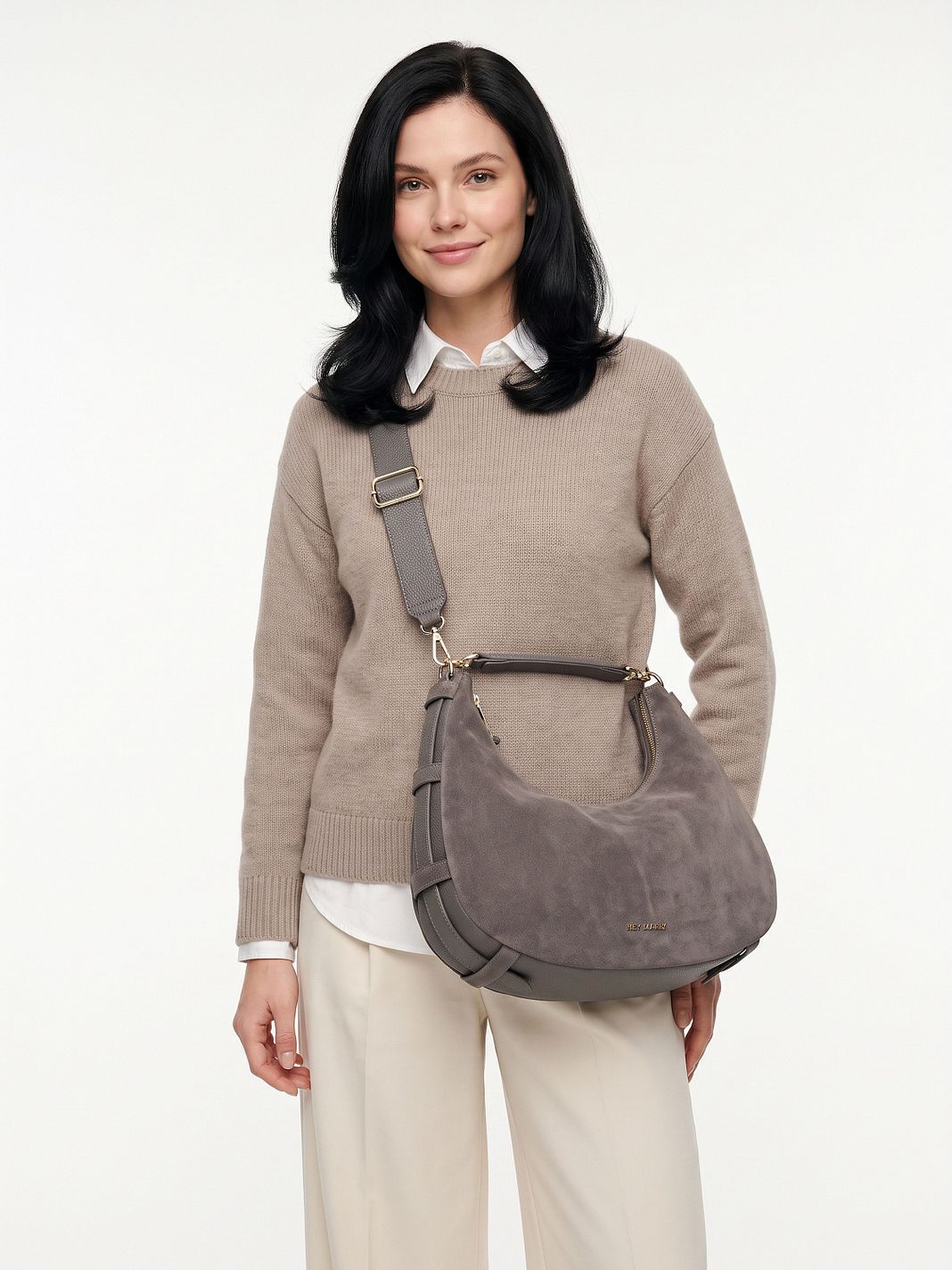 Hey Marly Lifetime Sister Suede Borsa a spalla M Vera Pelle 35.5 cm Hey Marly Lifetime Sister Suede Borsa a spalla M Vera Pelle 35.5 cm