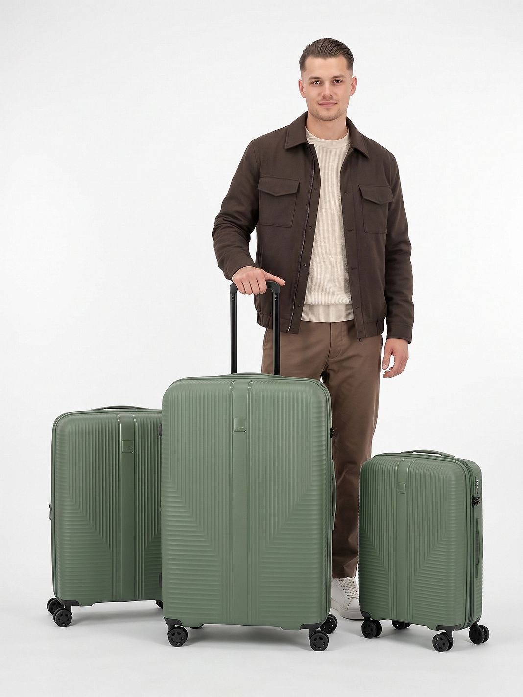 Travelite Air Stripe 4-hjulet Kuffertsæt 3-delt med ekspansion