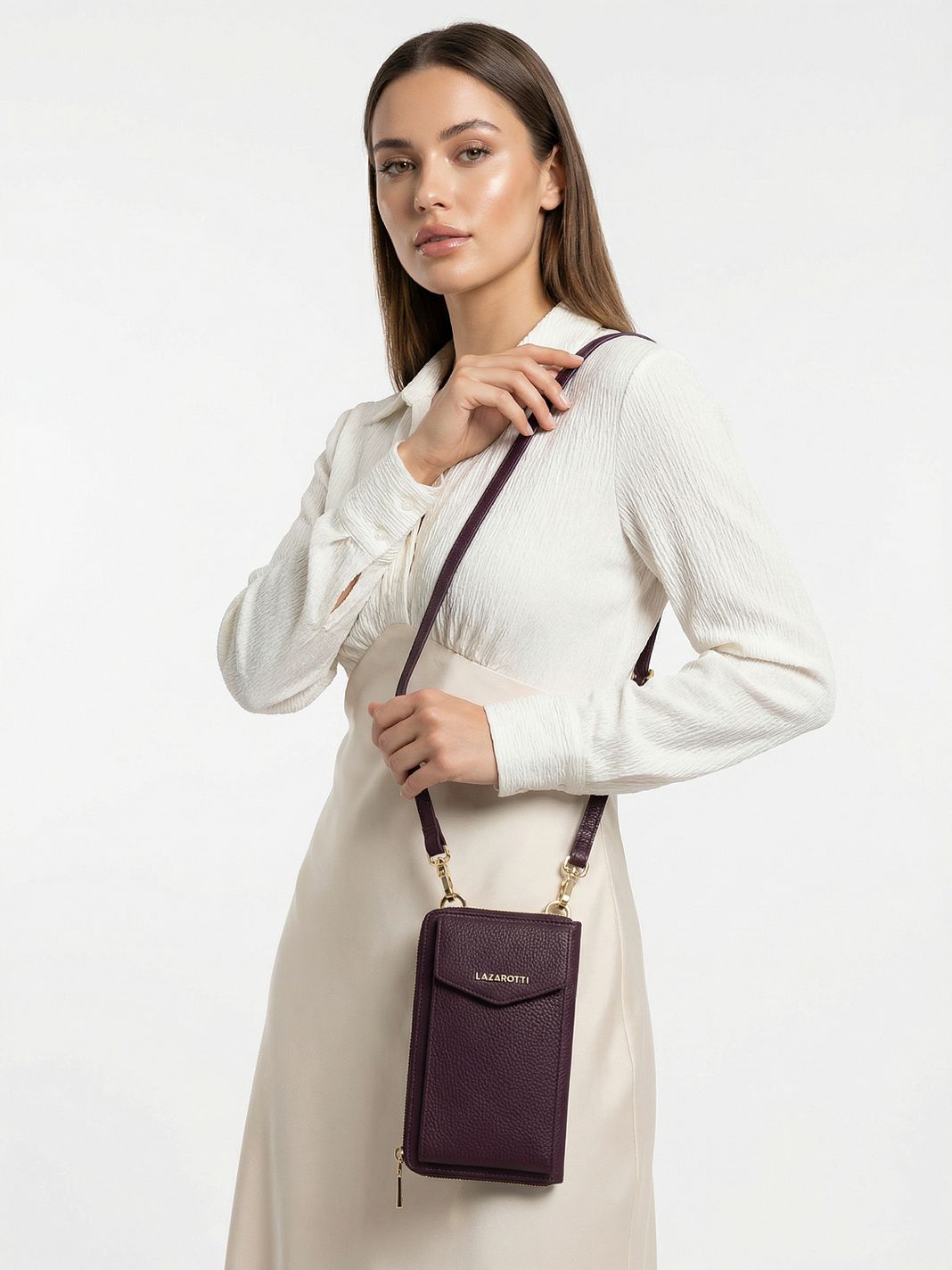 Lazarotti Portafoglio con chiusura a zip in pelle di Bologna, custodia per cellulare, 19 cm Lazarotti Portafoglio con chiusura a zip in pelle di Bologna, custodia per cellulare, 19 cm