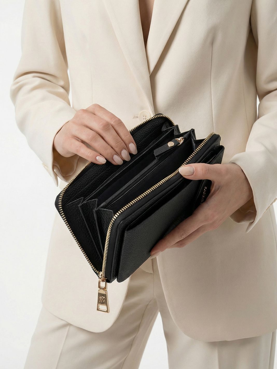 Lazarotti Portafoglio con chiusura a zip in pelle di Bologna, custodia per cellulare, 19 cm Lazarotti Portafoglio con chiusura a zip in pelle di Bologna, custodia per cellulare, 19 cm