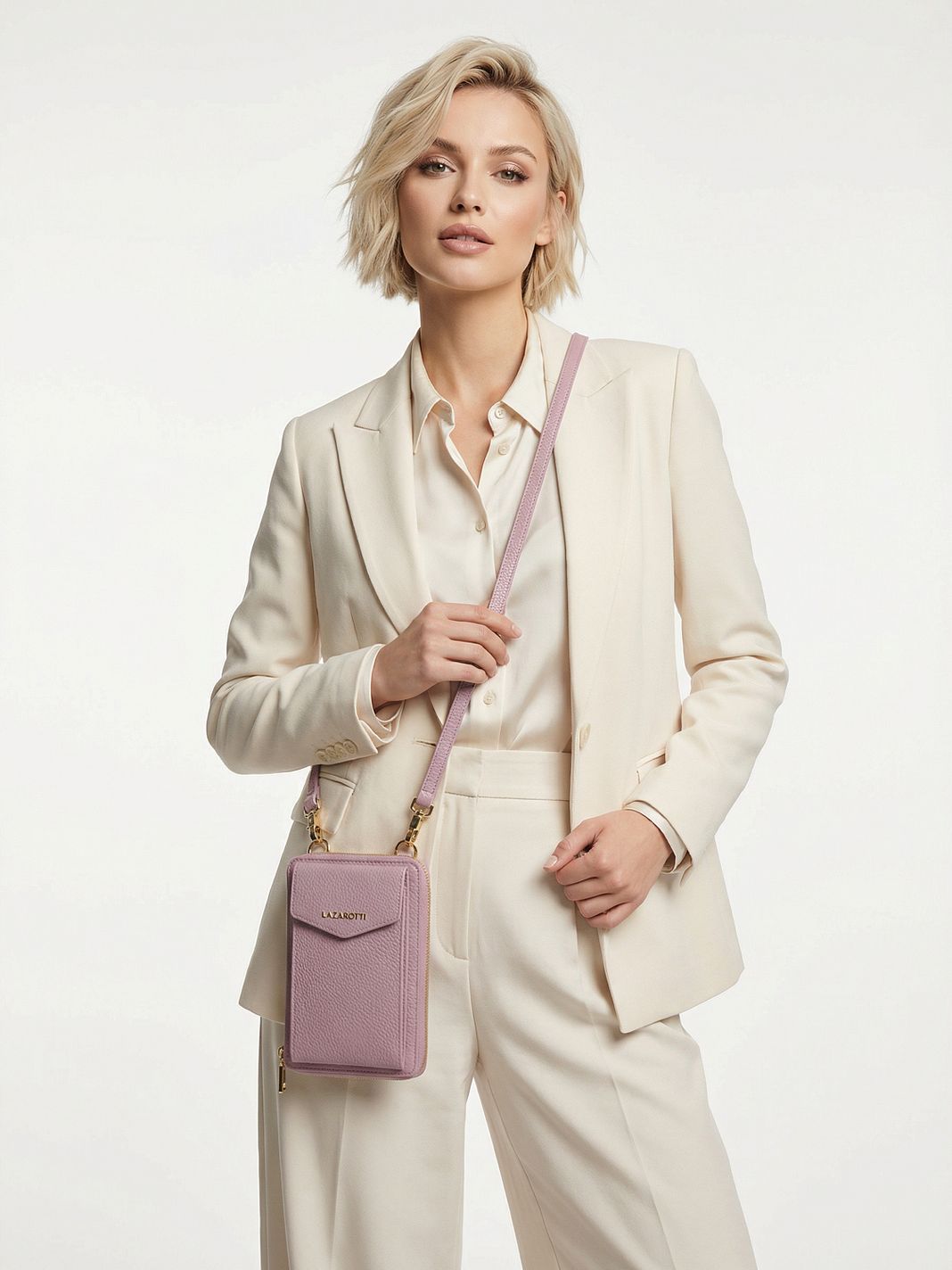 Lazarotti Portafoglio con chiusura a zip in pelle di Bologna, custodia per cellulare, 19 cm Lazarotti Portafoglio con chiusura a zip in pelle di Bologna, custodia per cellulare, 19 cm