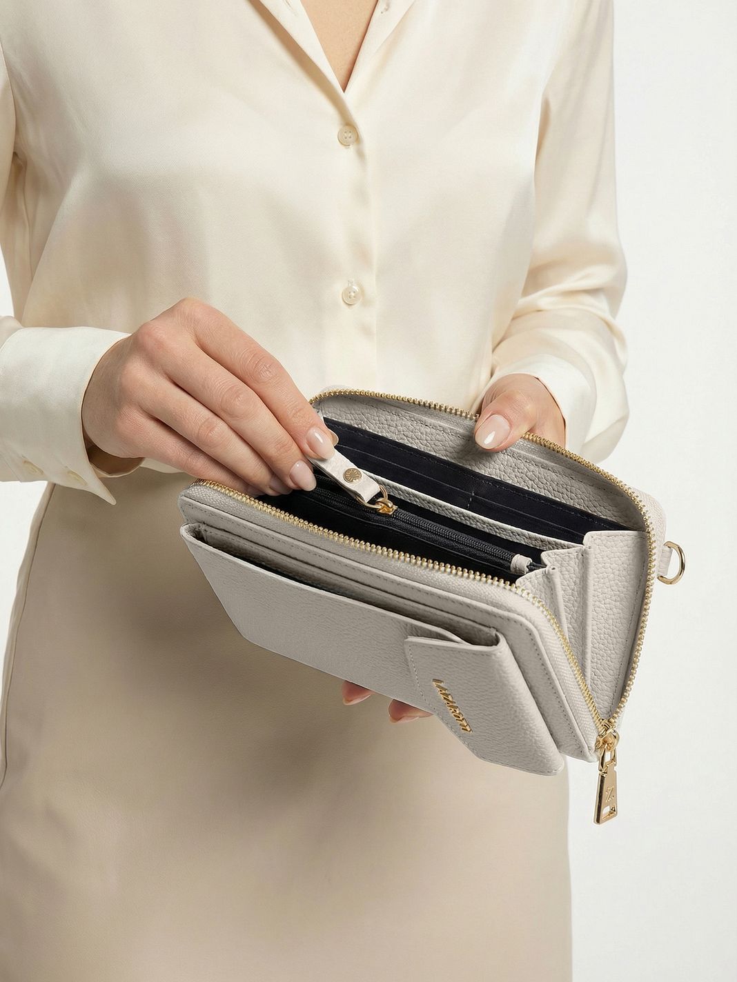 Lazarotti Portafoglio con chiusura a zip in pelle di Bologna, custodia per cellulare, 19 cm Lazarotti Portafoglio con chiusura a zip in pelle di Bologna, custodia per cellulare, 19 cm
