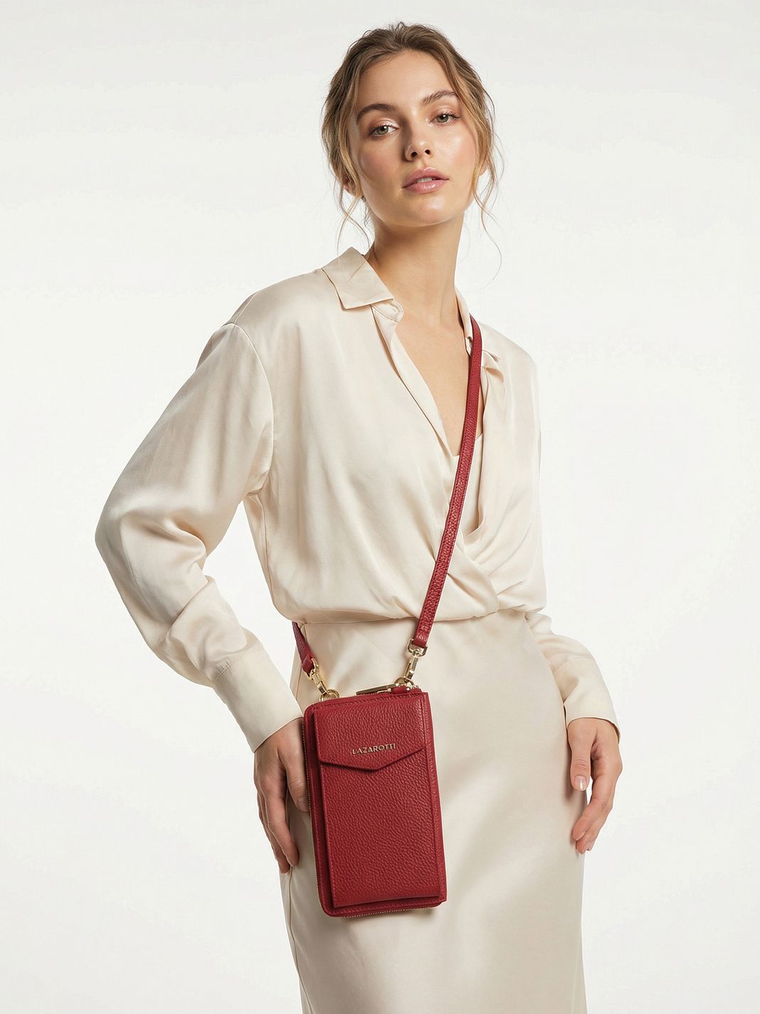 Lazarotti Portafoglio con chiusura a zip in pelle di Bologna, custodia per cellulare, 19 cm Lazarotti Portafoglio con chiusura a zip in pelle di Bologna, custodia per cellulare, 19 cm