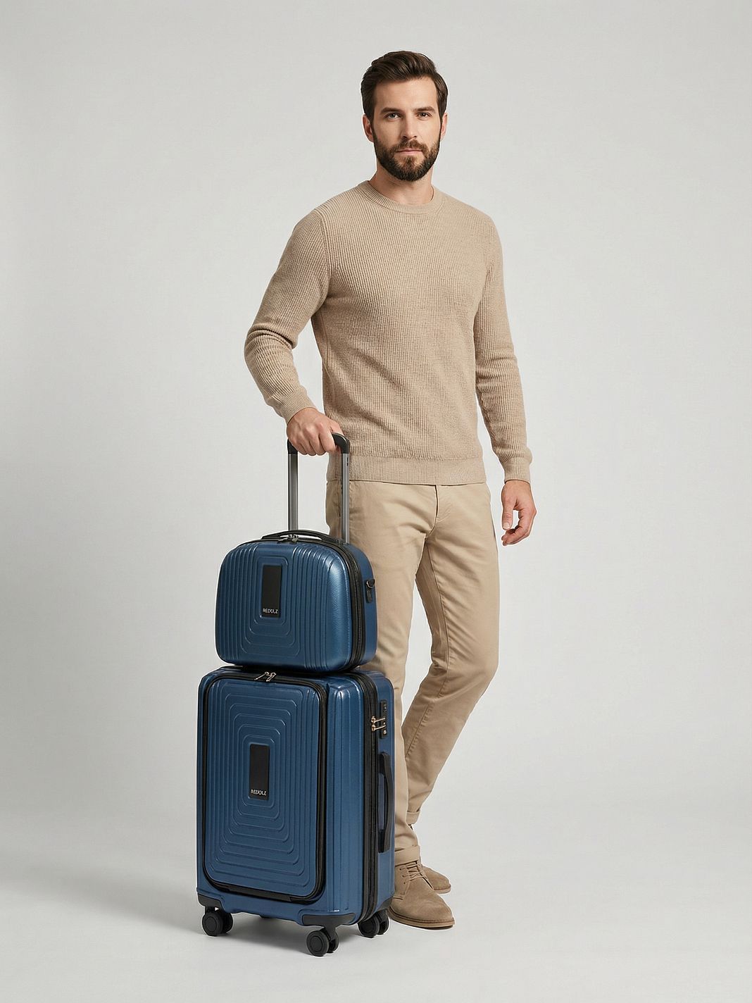 Redolz Essentials 14-resväskset med 2 delar: Handbagageväska med expansionsveck + Sminkväska