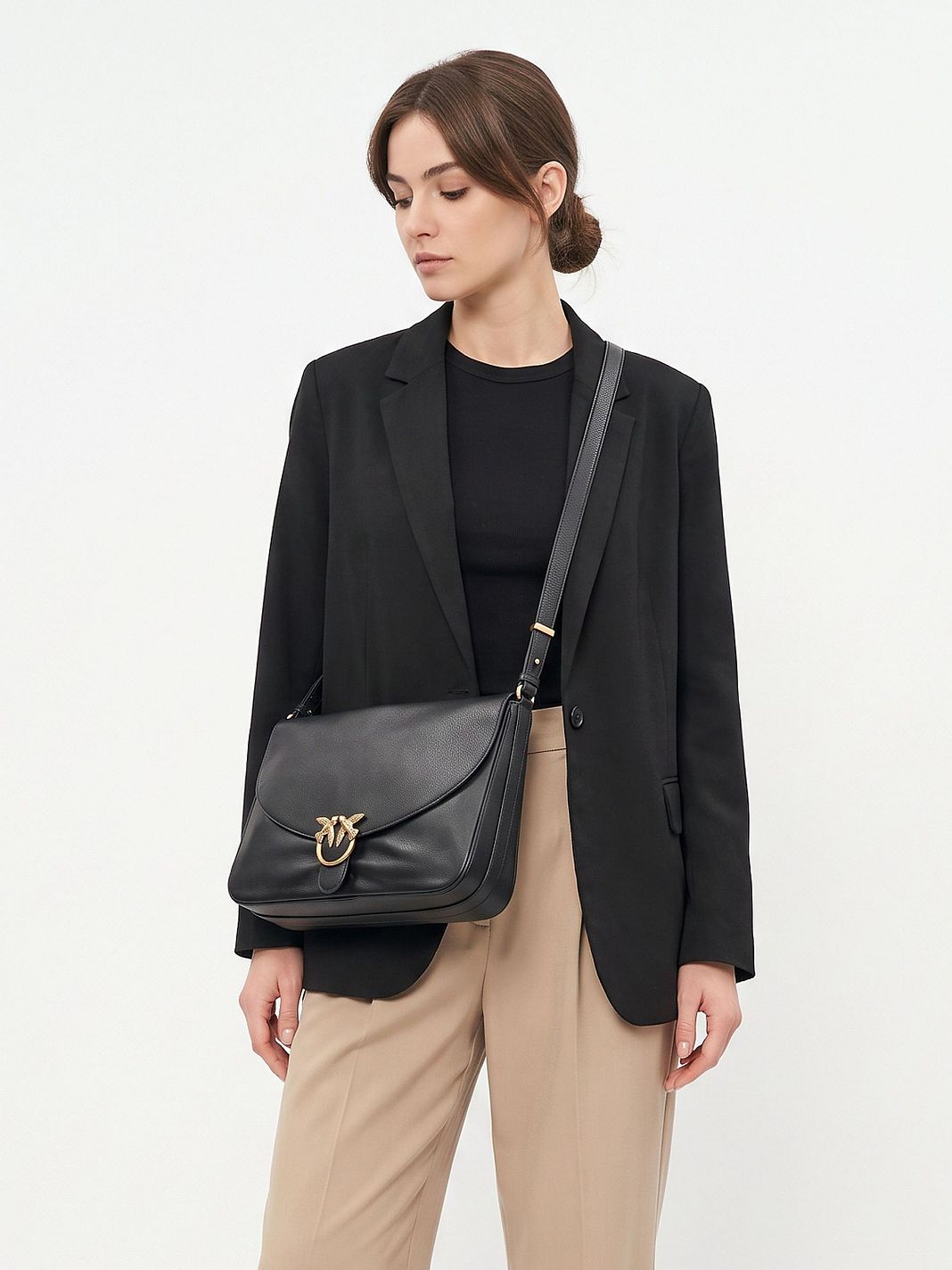PINKO Love Satchel Big Borsa a tracolla Vera Pelle 36 cm PINKO Love Satchel Big Borsa a tracolla Vera Pelle 36 cm