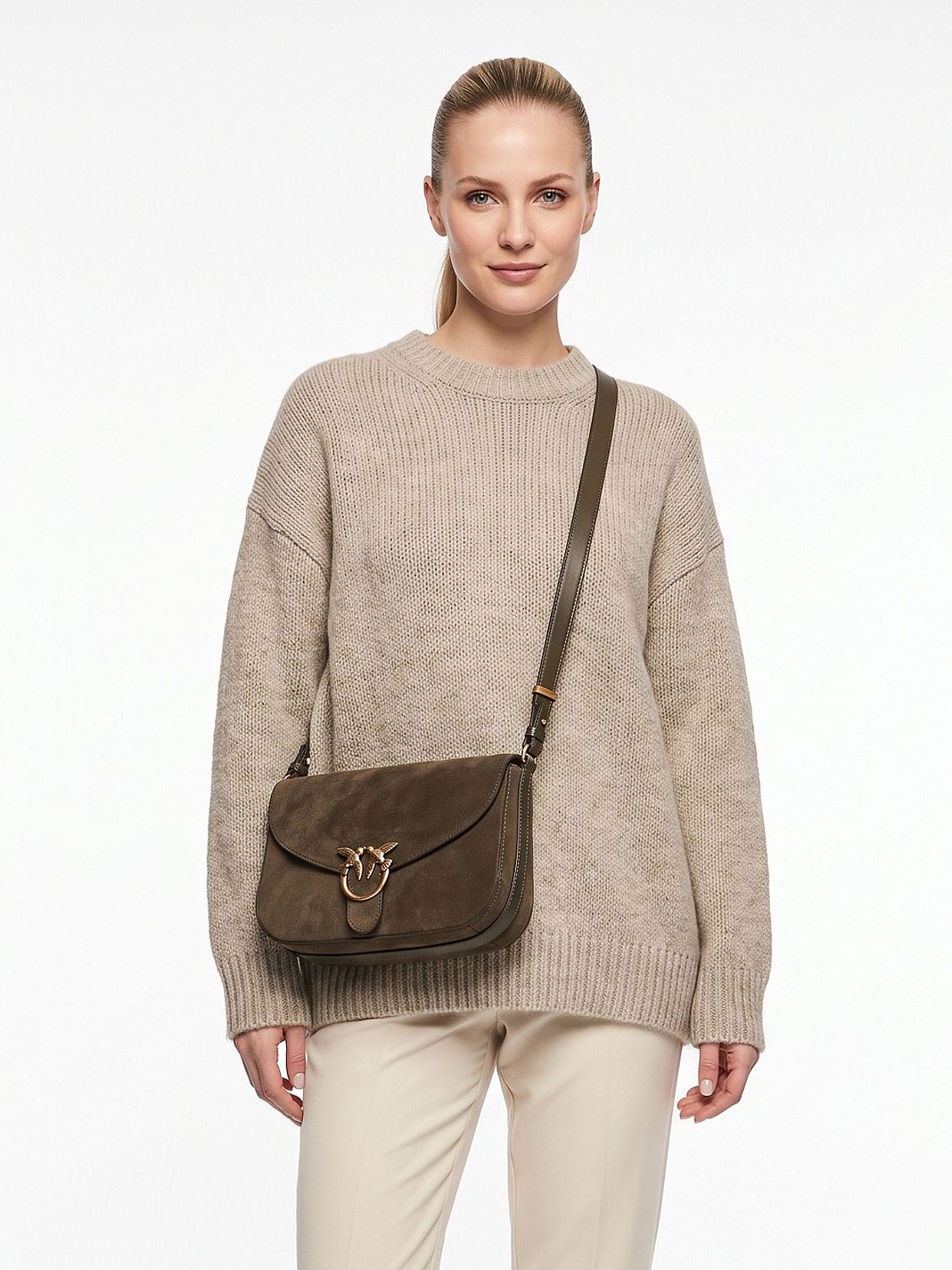 PINKO Love Satchel Classic Bolso bandolera Piel natural 27 cm PINKO Love Satchel Classic Bolso bandolera Piel natural 27 cm
