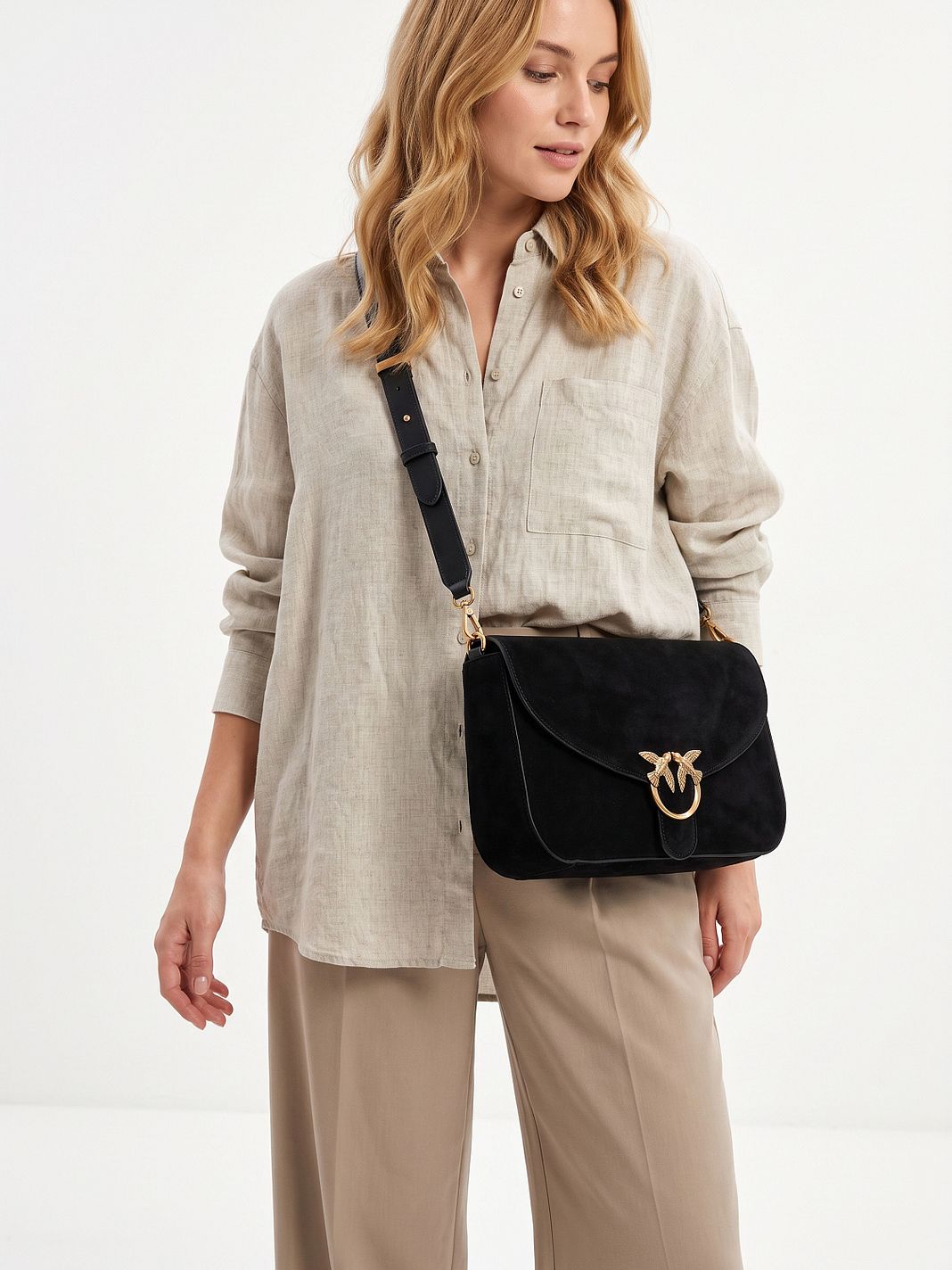 PINKO Love Satchel Classic Borsa a tracolla Vera Pelle 27 cm PINKO Love Satchel Classic Borsa a tracolla Vera Pelle 27 cm