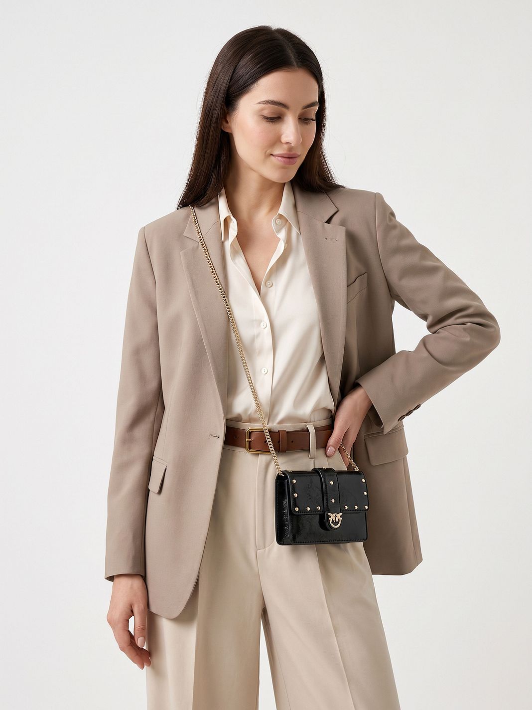 PINKO Love Pocket Studs Mini Borsa Borsa a tracolla Vera Pelle 13 cm PINKO Love Pocket Studs Mini Borsa Borsa a tracolla Vera Pelle 13 cm