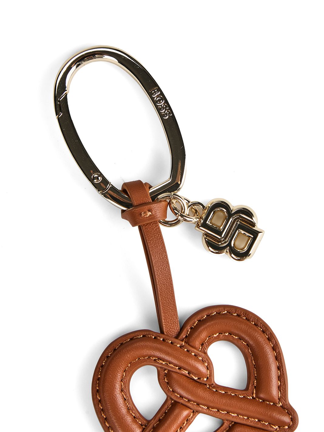 Boss Bretzel-nyckelring i läder, 12 cm