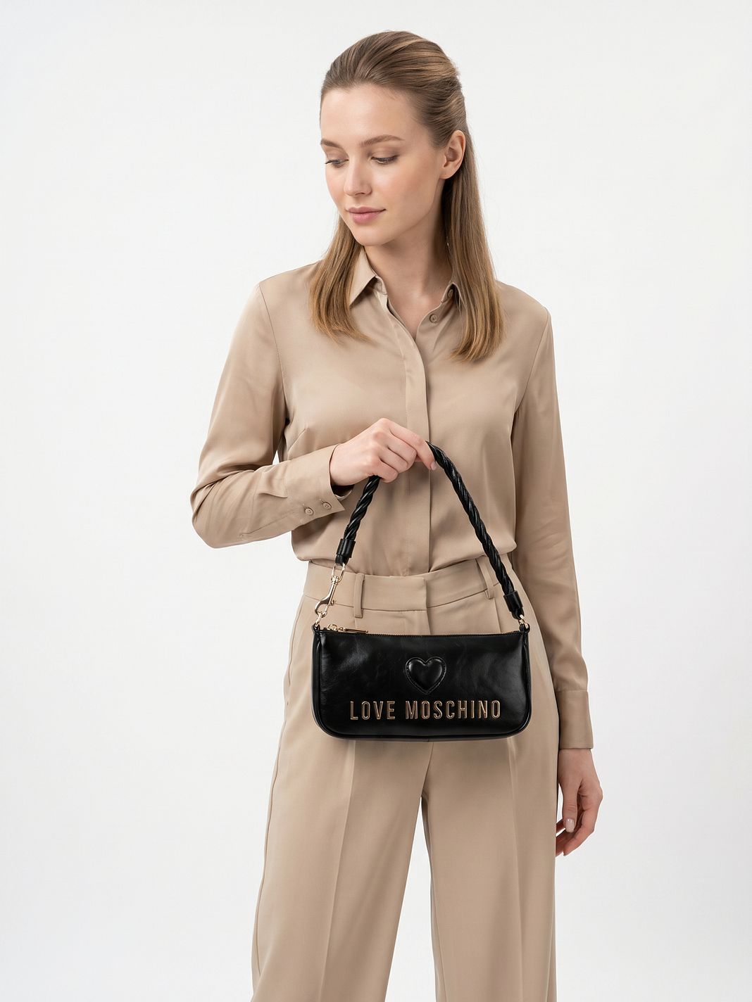 Love Moschino Cipria Bolso para hombre Piel natural 25 cm