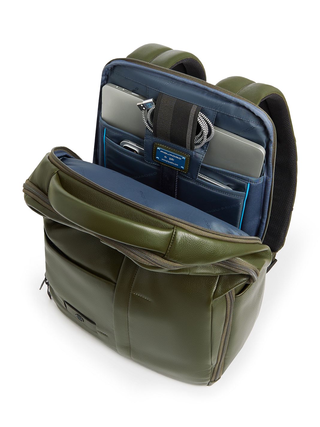 Piquadro Russell Zaino da lavoro Protezione RFID Vera Pelle 42 cm Vano porta PC