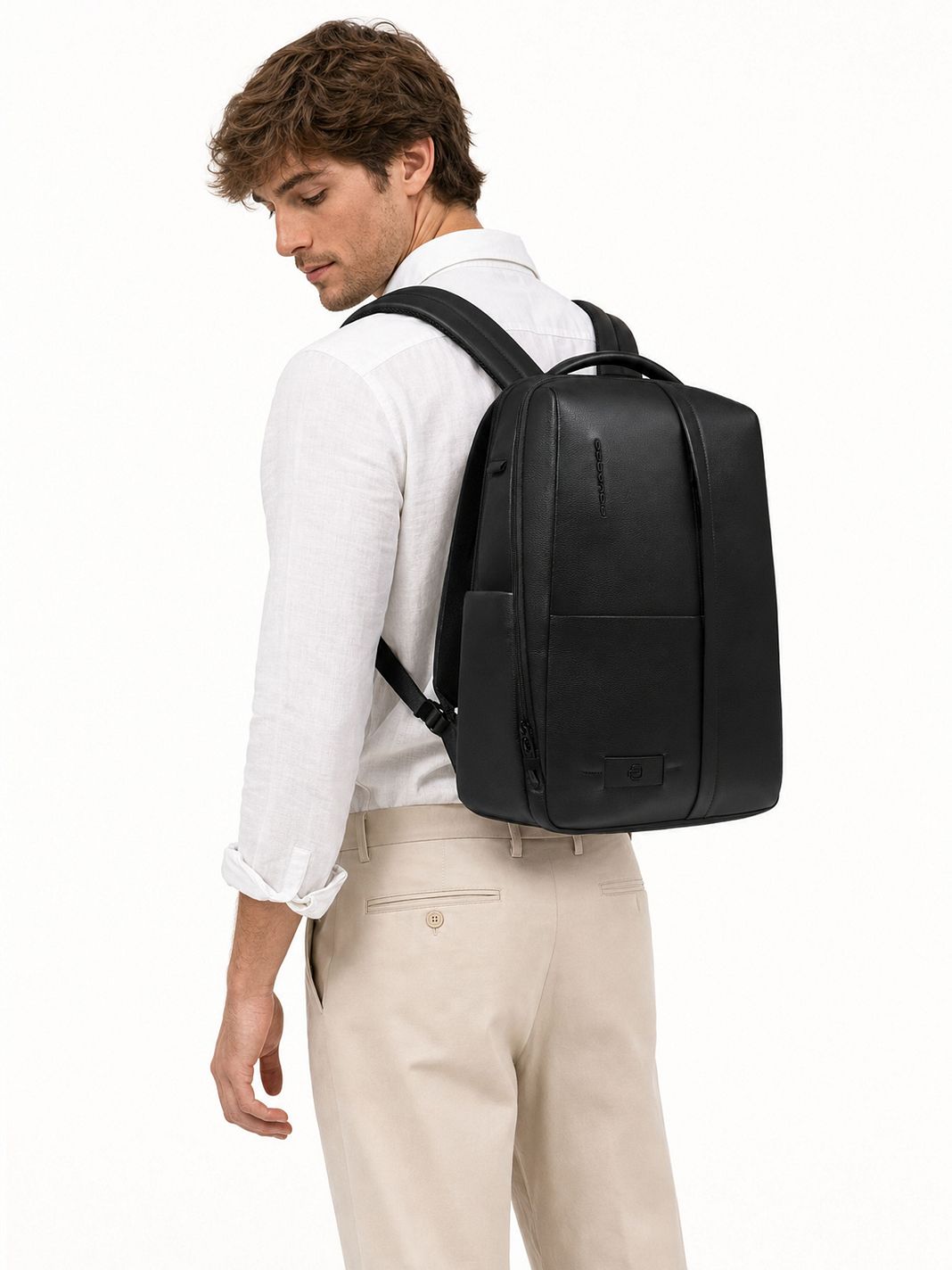 Piquadro Russell Mochila de negocios Bloqueo RFID Piel natural 42 cm Compartimento para el portátil