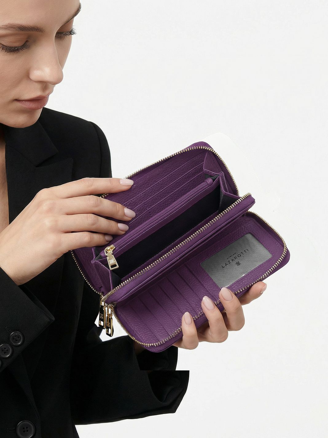 Lazarotti Portafoglio Bologna in pelle XL con doppia chiusura a zip, protezione RFID, 20 cm Lazarotti Portafoglio Bologna in pelle XL con doppia chiusura a zip, protezione RFID, 20 cm