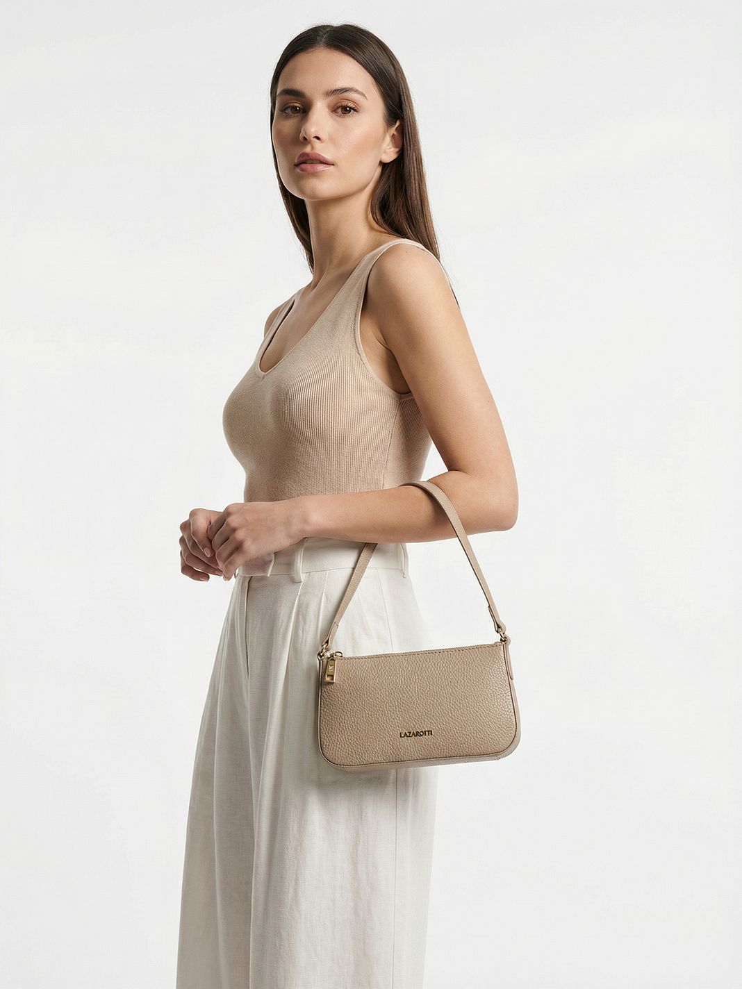 Lazarotti Bolso de hombro tipo pochette de piel de Bolonia, 22 cm