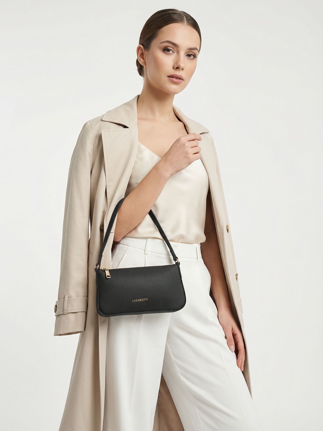 Lazarotti Bolso de hombro tipo pochette de piel de Bolonia, 22 cm Lazarotti Bolso de hombro tipo pochette de piel de Bolonia, 22 cm