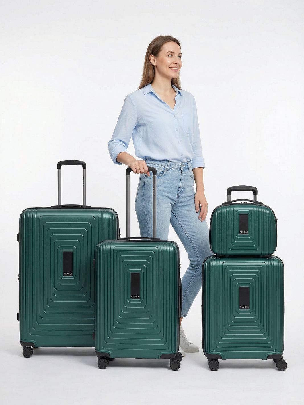Redolz Set di valigie Essentials 14 a 4 ruote + Astuccio da 4 pezzi espandibile